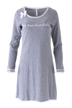 Louis & Louisa Nachthemd mit Spruch Zeit zum Kuscheln Rippe grau Nachtwäsche
