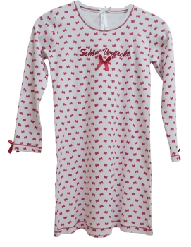 Louis & Louisa Kindernachthemd "Schön Verpackt" weiß mit roten Schleifen
