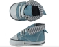 Preview: Baby Krabbelschuhe Lauflernschuhe Weiche Sohle Babyschuhe Jungen Blau mit Steifen Sneaker ABS Sohle