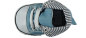 Preview: Baby Krabbelschuhe Lauflernschuhe Weiche Sohle Babyschuhe Jungen Blau mit Steifen Sneaker ABS Sohle