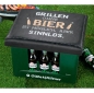 Preview: Gilde Handwerk Sitzpolster Grillen ohne Bier ist möglich aber SINNLOS schwarz/weiß/gelb 44cm x 34cm x 5 cm  Hocker Polster Sitzkissen