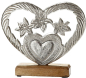 Preview: Gilde Handwerk Alu Herz Edelweiß Mangoholz  Dekofigur