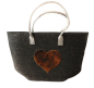Preview: Filztasche Renate XL Fellherz dunkelgrau  60x38x27 cm mit Henkel