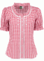 Preview: Orbis Trachtenbluse 1/2 Arm rot kariert mit Rüsche und Spitzenborte