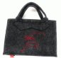 Preview: Witzgall Filztasche dunkelgrau Hirsch Berge rot 29 cm x 15 cm Trachtentasche Filztasche Henkeltasche
