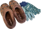 Preview: Angro Damen Gartenclogs Katzen mit Fell mit  Gartenhandschuhen 2 teiliges Set Gartenset