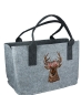 Preview: Gilde Filztasche Hirschkopf mit Blumenkranz hellgrau 26x25x40cm Einkaufstasche Shoppertasche Henkeltasche
