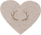 Preview: Home Collection Boltze Filzuntersetzer Herzform beige Antler Glasuntersetzer mit Geweih 6 Stück im Set
