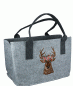 Preview: Gilde Filztasche Hirschkopf mit Blumenkranz hellgrau 26x25x40cm Einkaufstasche Shoppertasche Henkeltasche