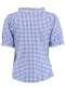 Preview: Orbis Trachtenbluse 1/2 Arm blau kariert mit Rüsche und Spitzenborte