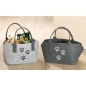 Preview: Gilde Filztasche Pfoten dunkelgrau H 26cm x B 40cm x T 26cm Henkeltasche Shoppertasche für Hundeliebhaber