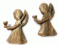 Preview: Gilde Holz 2 er Set Engel Herzlich Holz  mit Herz in Hand H 17cm x 12cm x 2,5cm Weihnachtsdeko Dekoration
