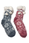 Preview: Taubert Kuschelsocken 2 er Set rot und blau Sterne mit Bommel und ABS Sohle Doppelpack Stoppersocken