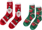 Preview: Boltze Home Collection Kuschelsocken 2er Set rot und grün Zuckerstange Weihnachtsmann in einer Kugel verpackt