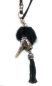 Preview: Hornkette mit Kordel in Lederopitk und Bommel in Schwarz - Kopie