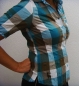 Preview: Karierte modische 1/2 Arm Bluse Simmy Aqua