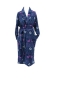 Preview: Kuschelweicher Fleecebademantel im Norwegermuster Indigo/Blau
