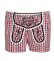 Preview: Fescher Damen Wiesen Shorts im Lederhosenstyle Rot-Weiß kariert