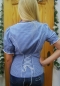 Preview: Kleinkarierte blau weiße Bluse Egave mit Puffarm