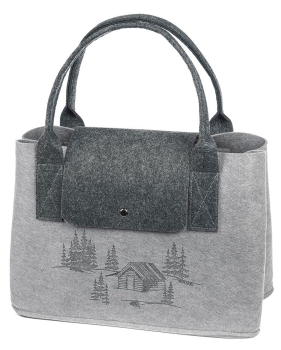 Gilde Handwerk Filztasche Waldhütte hellgrau  20cmx 40cm x 26 cm Shoppertasche