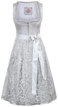 Marjo Dirndl Antdorf kuschelgrau Rocklänge  65 cm mit Spitzenschürze