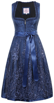 Marjo Dirndl Antdorf dunkelblau Rocklänge  65 cm mit Spitzenschürze