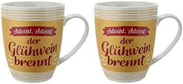 Gilde Glühweinbecher 2er Set Advent, Advent Trinkbecher Glühweintassen