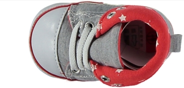Baby Krabbelschuhe Lauflernschuhe Weiche Sohle Babyschuhe Jungen grau und rot mit Sternen im Futter  Sneaker ABS Sohle