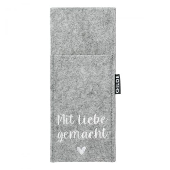 Gilde Handwerk Filz Bestecktaschen Mit Liebe gemacht hellgrau 4er Set
