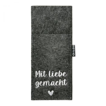 Preview: Gilde Handwerk Filz Bestecktaschen Mit Liebe gemacht dunkelgrau 4er Set