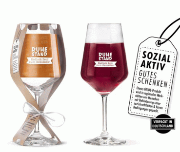 Preview: Gilde Rotweingläser Geschenkset Weingläser Rotwein Set 2 Stück mit Spruch Ruhestand & Glücksmomente Bordeauxgläser