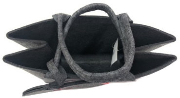 Witzgall Filztasche dunkelgrau Hirsch Berge rot 38cm x 20cm  mit Handtyasche Trachtentasche