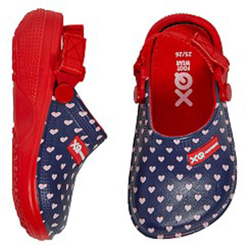 Kinder Gartenclogs Mädchen Herzchen Blau Rot Hausschuhe Badeschuhe
