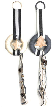 Boltze Dekohänger aus Filz in grau und Natur 2er Set Ø 22 cm 110 cm Länge