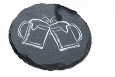 Gilde Handwerk Untersetzer Schiefer Motiv Bierkrug Ø 10 cm 4er Set