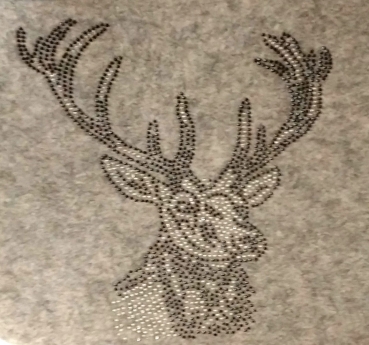 Filztasche Renate hellgrau Hirschkopf Glitzersteine 42x66x70cm