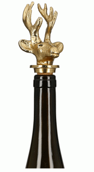 Gilde Handwerk Flaschenverschluß Deer goldfarben Höhe 13 cm Flaschenstopfen mit Hirschkopf