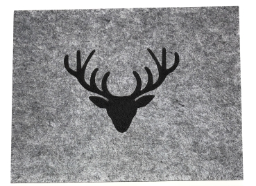 Boltze Collection Tischset aus Filz Hirschkopf 4 Stück 35x45 cm grau