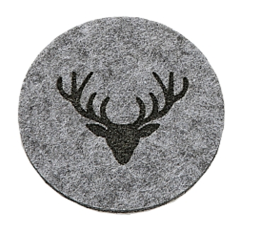 Untersetzer Tjark grau D 10cm 6 teilig Hirschkopf