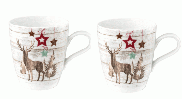 Seltmann Weiden Life Christmas Becher mit Henkel 2 er Set und Servietten Henkelbecher o,4l Trinkbecher