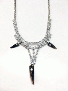 Trachtenkette Strasssteincollier mit 3 Hornspitzen
