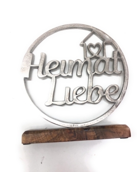 Gilde Handwerk Alu Kreis Heimatliebe Mangoholz 26cmx 23cm Dekofigur