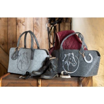 Gilde Handwerk Filztasche Pferdekopf Hellgrau 40 x 25 x 26 cm