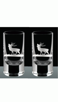 Kisslinger Schnapsglas Gravur Hirsch 2er Set 40 ml Höhe 10 cm Hochwertig Handgefertigt Likörglas