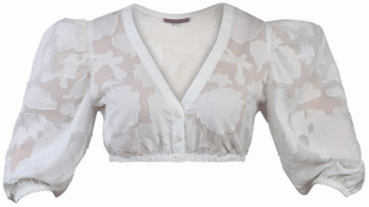 Marjo Dirndlbluse Aufeld off white Puffarm 3/4 Arm mit Gummizug