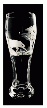 Kisslinger Weizenbierglas 0,3L Gravur Wildschwein Bierglas Weizenbier mundgeblasen Hochwertig Handgefertigt Weißbierglas