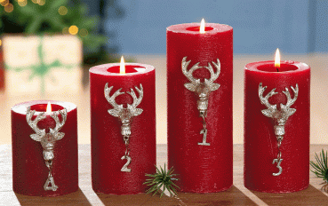 Gilde Alu Kerzensticker Rentierkopf 4 er Set für Weihnachten Weihnachtkerzen