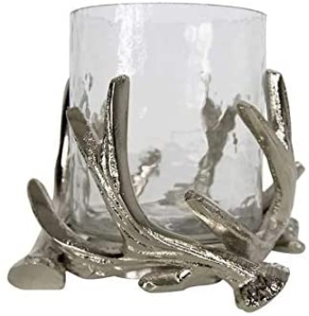 Mars & More Windlicht Geweih silber 14 x 14 x 10 cm im Glas