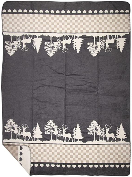 Mars & More Plaid Wald grau natur 150cm x 200 cm Wolldecke Kuscheldecke Sofadecke