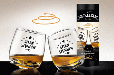 Gilde Wackelglas 2 er Set Sternstunden in Geschenkebox H 8,50 cm x 7,50cm Whiskygläser